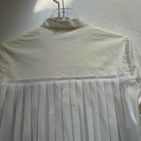 Derek Lam 10 Cotton Back Pleated Oversized Button Shirt Logo Embroidered Top S - Picture 6 of 16
